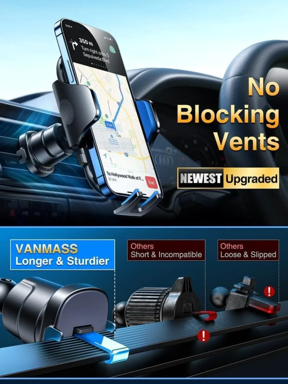 Ultimate Military-Grade Car Phone Holder - Strong Suction & Clip Mount for